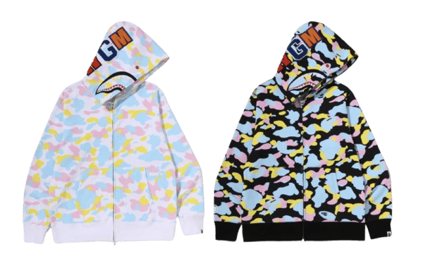 NEW MULTI CAMO SHARK FULL ZIP HOODIE
